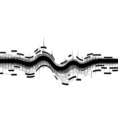 Naklejka premium Abstract Black Wavy Lines Design, Tech Background