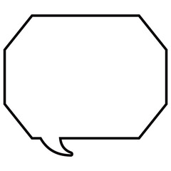 シンプルな白黒の吹き出し　角のある八角形の左向き02