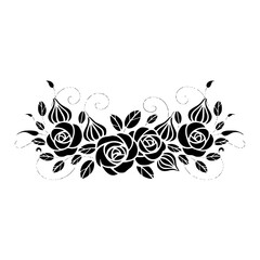 Elegant Black Rose Floral Silhouette Design