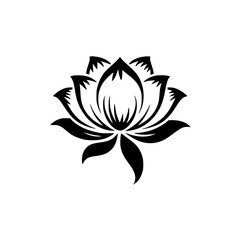 Elegant Black Lotus Flower Logo Design on Gradient Background