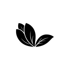 Minimalist Black Leaves Logo on Gradient Background