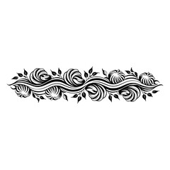 Elegant Black Floral Ornament on White Background