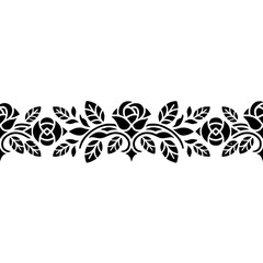 Elegant Black Floral Border on White: Vector Illustration