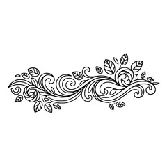 Elegant Floral Border Vector Design, Minimalist Black & White Style