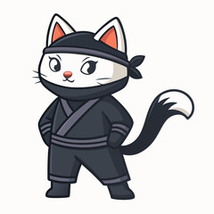 Create a bold, vector illustration of a cute, cartoon cat with thick outlines.  The cat should have simple, friendly features.