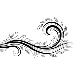 Fototapeta premium Elegant Black Floral Swirl Design on White Background