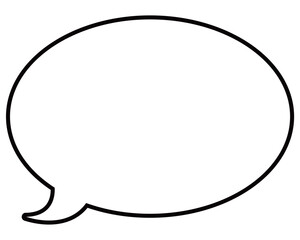 シンプルな白黒の吹き出し　丸形の左向き01