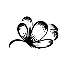Elegant Minimalist Floral Vector Design - Black on White
