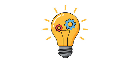 Light Bulb with Gears Symbolizing Idea Innovation and Concept