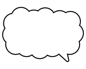 シンプルな白黒の吹き出し　細長い雲形の右向き03