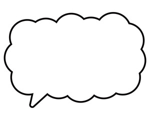 シンプルな白黒の吹き出し　細長い雲形の左向き03
