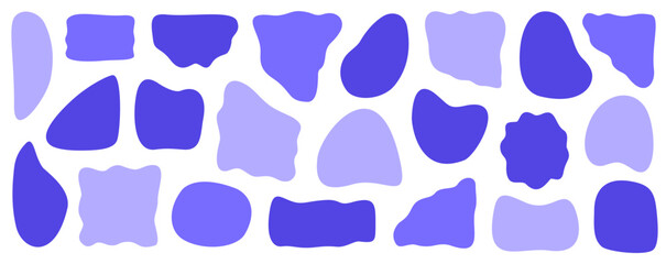 Vivid blue and violet abstract organic shapes on white background in bold minimal layout for UI, digital branding, and tech product design, Vector Design, Isolated
