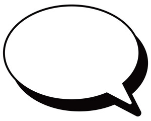 シンプルな白黒の影付き吹き出し　丸形の右向き03