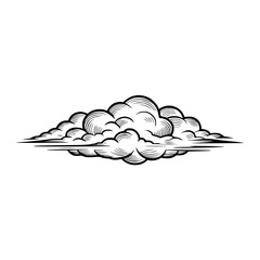 Vintage Engraved Cloud Illustration, Black and White