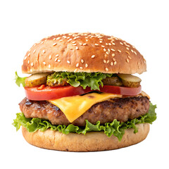 A cheeseburger isolated on a transparent background