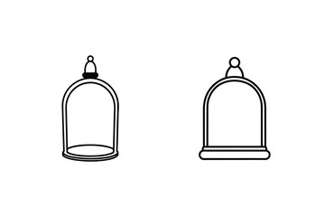 Line Art Showcasing Two Minimalist Cloche Bell Jar Vector Designs On White