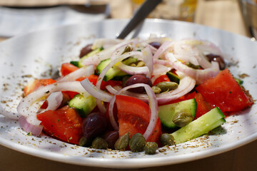 Greek Salad green healthy meal at restaurant fast food
