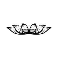 Elegant Lotus Flower Silhouette: Minimalist Black and White Design