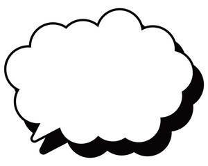 シンプルな白黒の影付き吹き出し　丸みのある雲形の左向き03