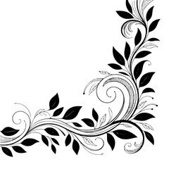 Elegant Black and White Floral Corner Design for Invitations and Decor