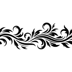 Elegant Black Floral Border on White Background, Decorative Design