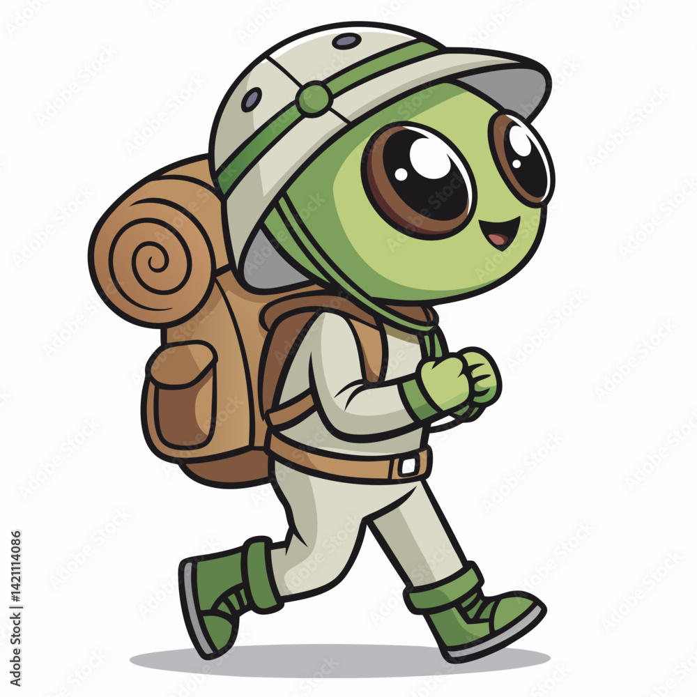 Poster create a vector illustration of a bold-stroked, cartoon alien exploding with vibrant, playful energy