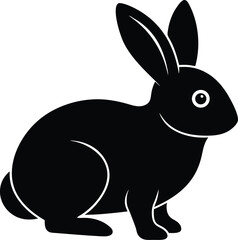 Cute Black Bunny Silhouette Vector Art in Sitting Pose