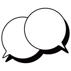 シンプルな白黒の影付き吹き出し　重なる会話　右上