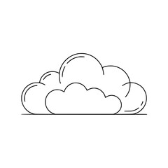 Minimalist Cloud Illustration in Outlined Style, White Background