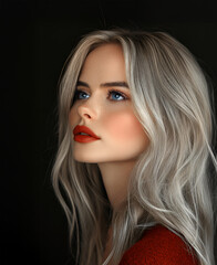 Fototapeta premium Beautiful Girl on a Dark Background