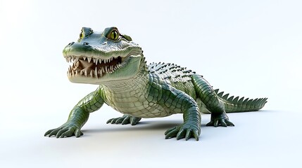 Obraz premium Cute Cartoon Alligator with White Background.