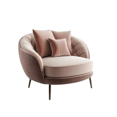 Plush round armchair with soft pink cushions modern design furniture home decor