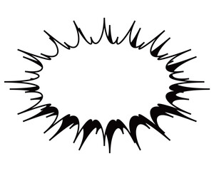 シンプルな白黒の影付き吹き出し　細長いギザギザした形02