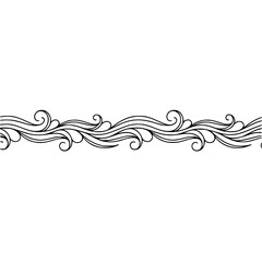 Fototapeta premium Elegant Swirl Line Border - Black Ornament on White Background