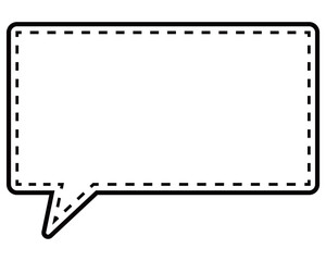 シンプルな白黒の点線付き吹き出し　四角形の左向き03