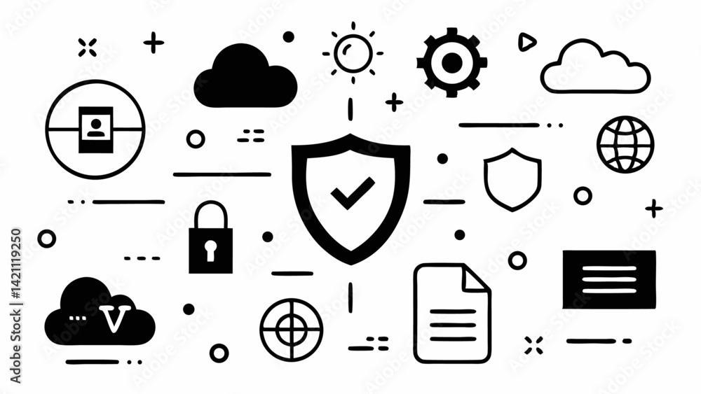 Poster secure connection themed icons in a clean editable vector format depicting vpn, privacy, and network