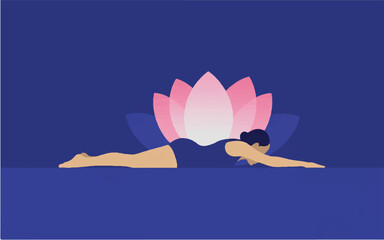 Morning Yoga Exercise – Woman in Yoga Pose Vector Illustration