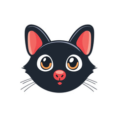 Adorable Black Cat Head Illustration for Halloween, Pet Stores, or Cute Designs