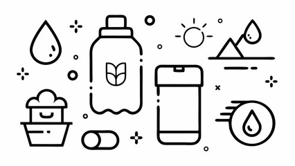 Editable water conservation icon set in a line style perfect for clean vector illustrations used in sustainability projects, apps, and informative graphics