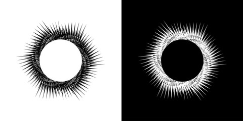 Dynamic abstract spiral sound wave rhythm lines. Circular spiral sound wave rhythm of lines. Circular futuristic abstract lines, black and white background.