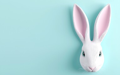 Easter Bunny Head, Mint Background