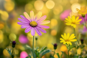 Fototapeta premium Cinco de Mayo Petal-Filled Bloom with Yellow and Purple Flowers