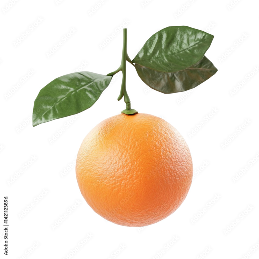 Poster a single orange hanging from a branch with vibrant colorful lines in the background