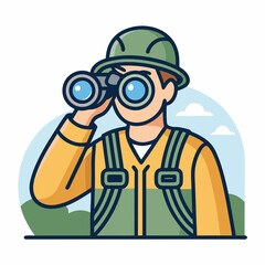 Create a vector illustration of a bold-stroked cartoon soldier holding a weapon, in a dynamic action pose.  Ensure clean lines and vibrant colors.