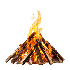 Burning Campfire, Wood Fire, Bonfire Image on white background