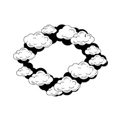 Abstract Cloud Frame, Black & White Comic Style