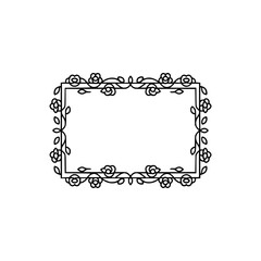 Elegant Floral Frame, Linear Black Design, Invitation Decor