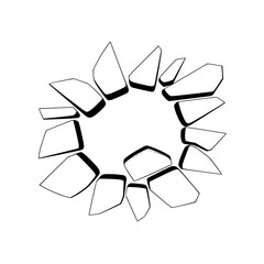 Abstract Geometric Shattered Circle Element, Modern Minimalist Design