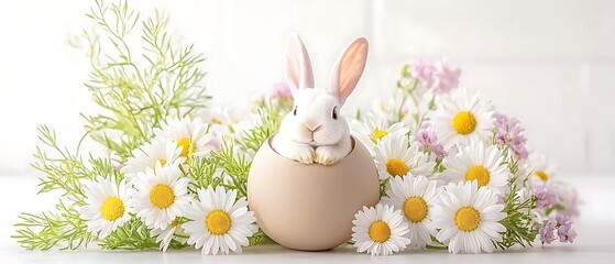 Easter Bunny in Egg, Flowers