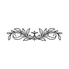 Elegant Black & White Floral Divider, Vector Illustration